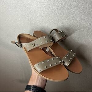 Ancient Greek Sandals Dinami Studded Leather Sandals in taupe 41